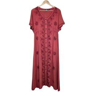 Anandas Collection Boho Button Front Fairy Grunge Dress Womens XL Folk